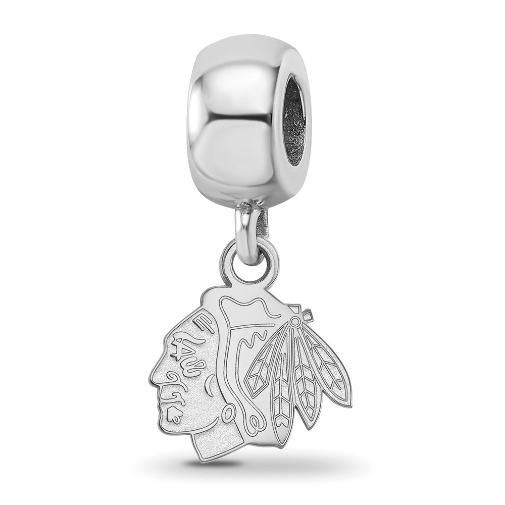 Sterling Silver Rhodium-plated NHL Chicago Blackhawks Extra Small Dangle Bead