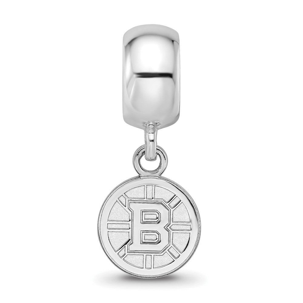 Sterling Silver Rhodium-plated NHL Boston Bruins Dangle Bead