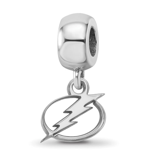 Sterling Silver Rhodium-plated NHL Tampa Bay Lightning Extra Small Dangle Bead Charm