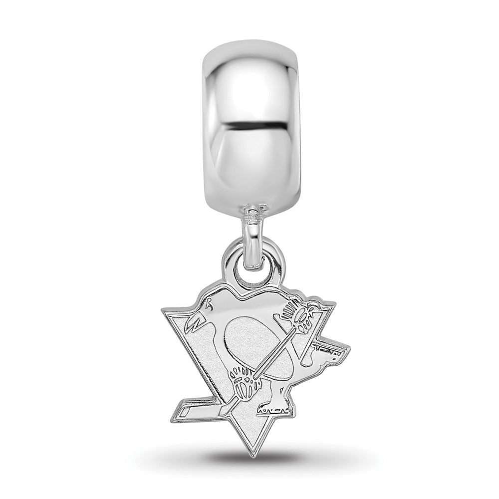 Sterling Silver Rhodium-plated NHL Pittsburgh Penguins Extra Small Dangle Bead Charm