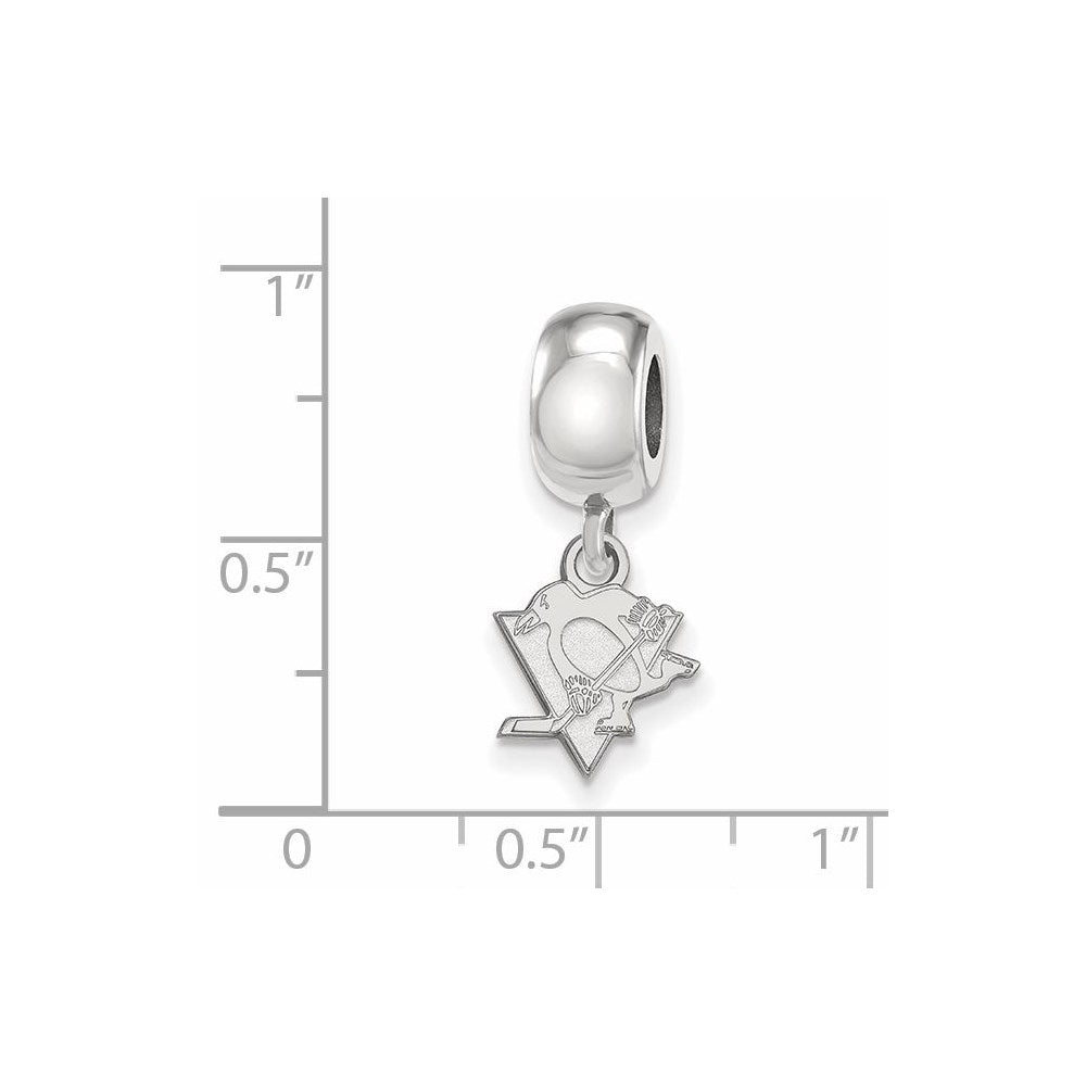 Sterling Silver Rhodium-plated NHL Pittsburgh Penguins Extra Small Dangle Bead Charm