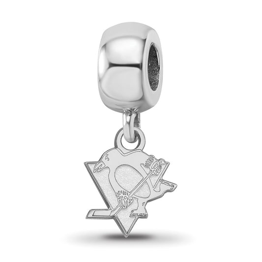 Sterling Silver Rhodium-plated NHL Pittsburgh Penguins Extra Small Dangle Bead Charm