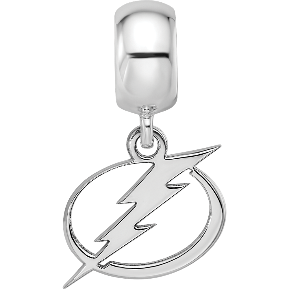 Sterling Silver Rhodium-plated NHL LogoArt Tampa Bay Lightning Small Dangle Bead
