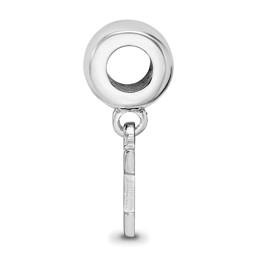 Sterling Silver Rhodium-plated University of Michigan Letter M Extra Small Dangle Bead Charm