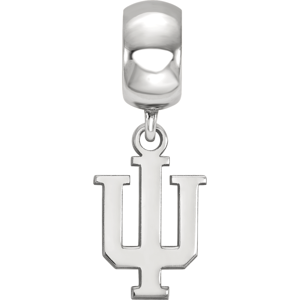Sterling Silver Rhodium-plated Indiana University I-U Small Dangle Bead Charm
