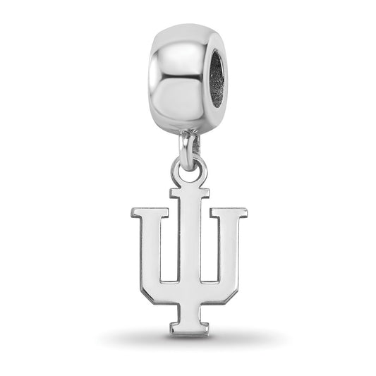 Sterling Silver Rhodium-plated Indiana University I-U Small Dangle Bead Charm