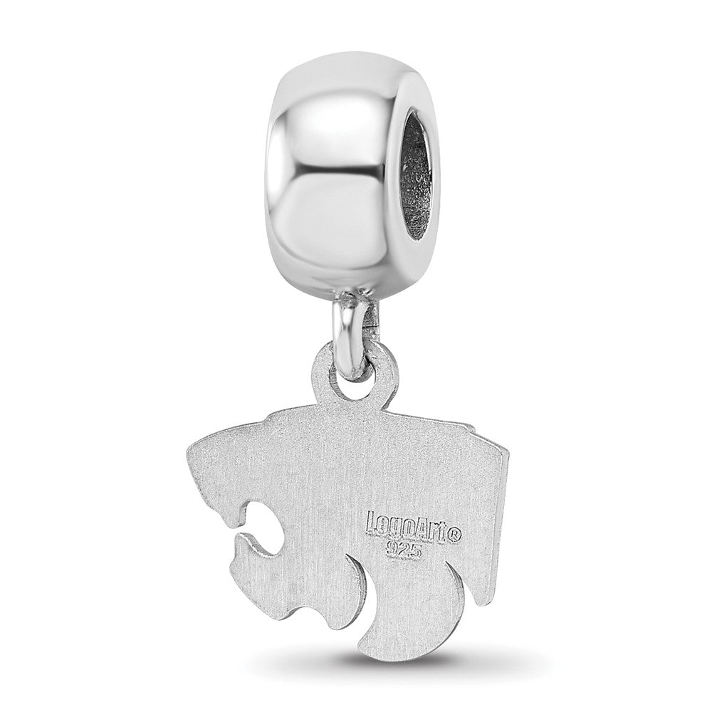 Sterling Silver Rhodium-plated Kansas State University Wildcat Extra Small Dangle Bead Charm