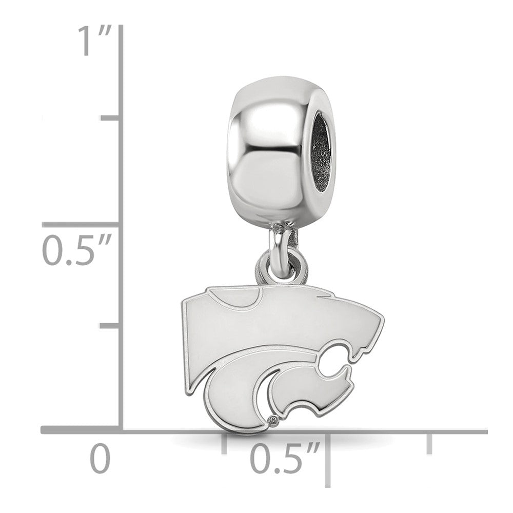 Sterling Silver Rhodium-plated Kansas State University Wildcat Extra Small Dangle Bead Charm