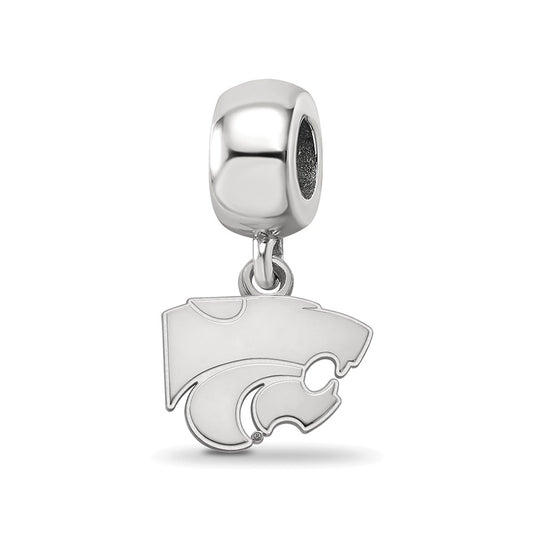 Sterling Silver Rhodium-plated Kansas State University Wildcat Extra Small Dangle Bead Charm