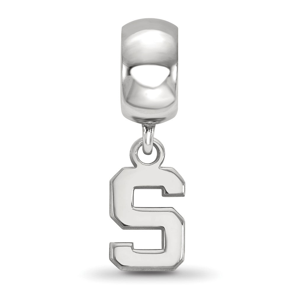 Sterling Silver Rhodium-plated Michigan State University Letter S Extra Small Dangle Bead Charm