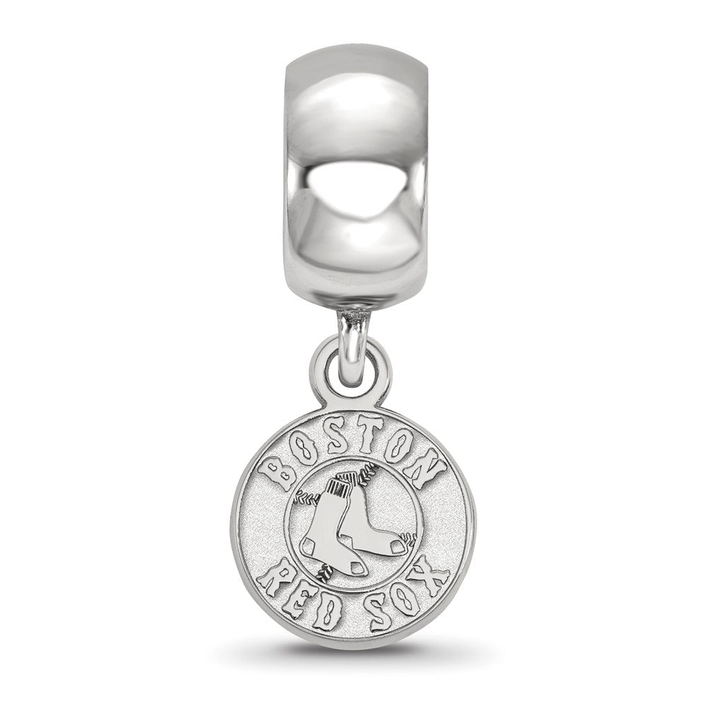 Sterling Silver Rhodium-plated MLB Boston Red Sox Extra Small Dangle Bead