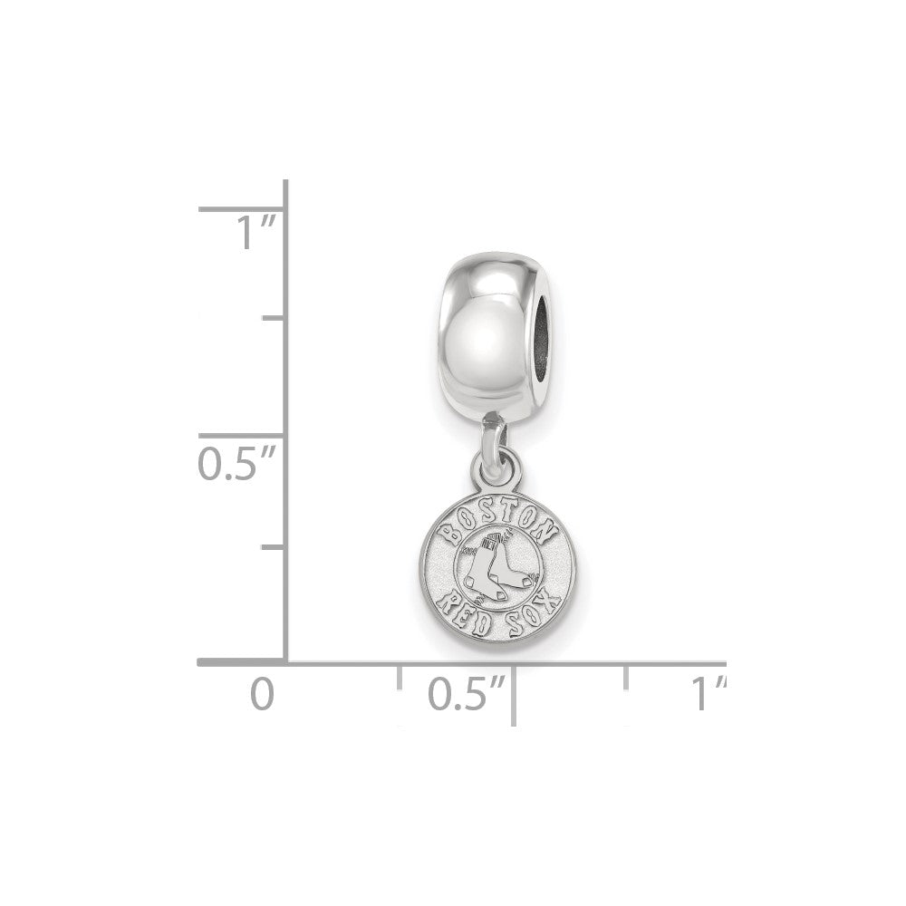 Sterling Silver Rhodium-plated MLB Boston Red Sox Extra Small Dangle Bead