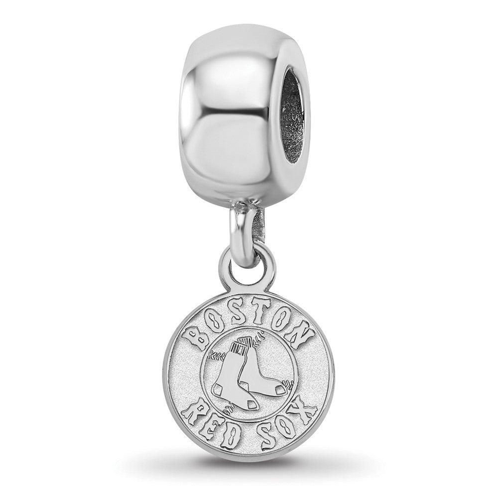 Sterling Silver Rhodium-plated MLB Boston Red Sox Extra Small Dangle Bead