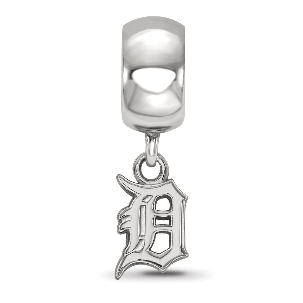 Sterling Silver Rhodium-plated MLB Detroit Tigers Letter D Extra Small Dangle Bead