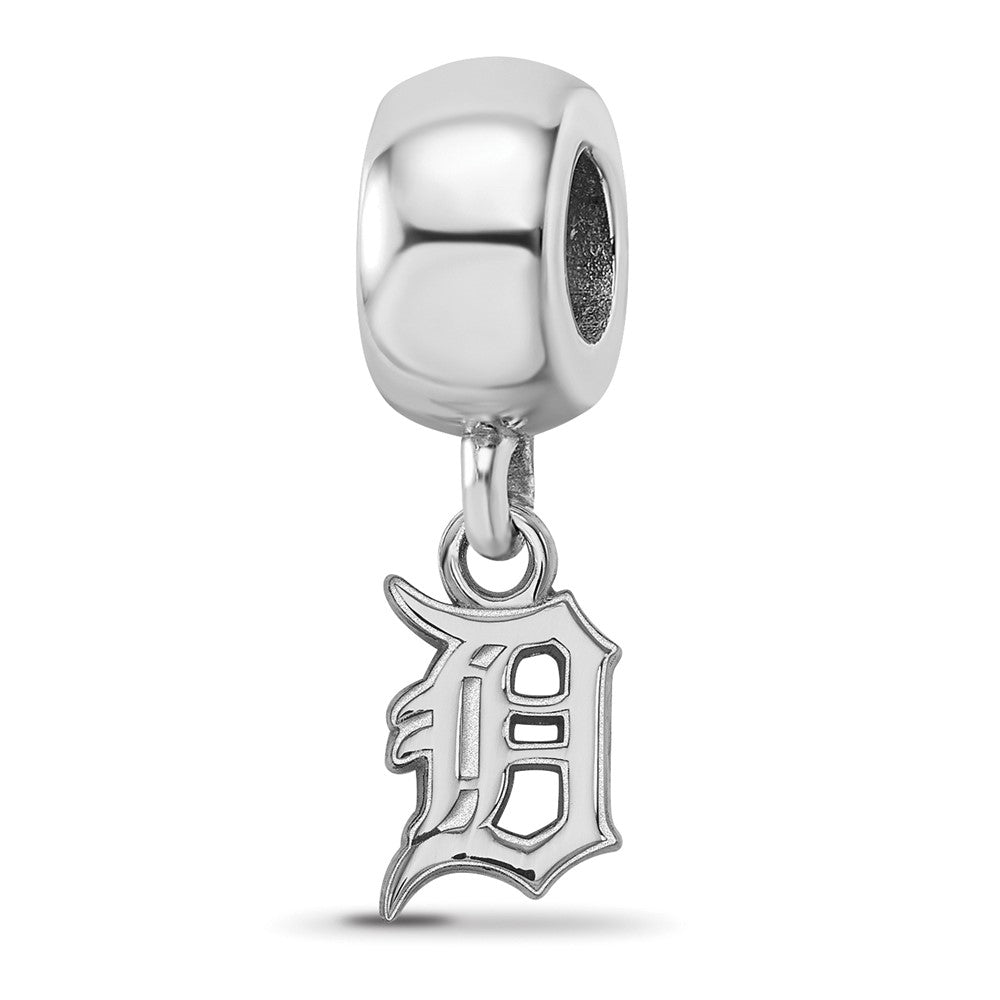 Sterling Silver Rhodium-plated MLB Detroit Tigers Letter D Extra Small Dangle Bead
