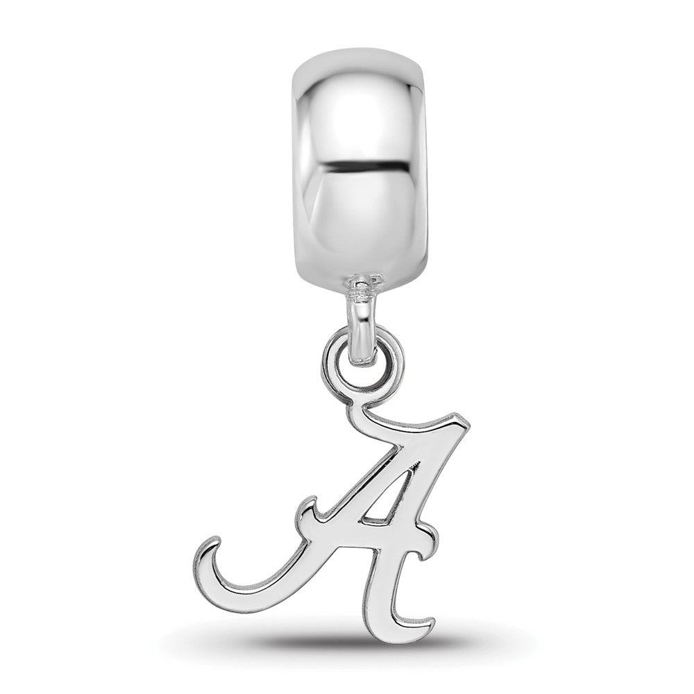 Sterling Silver Rhodium-plated University of Alabama Letter A Extra Small Dangle Bead Charm