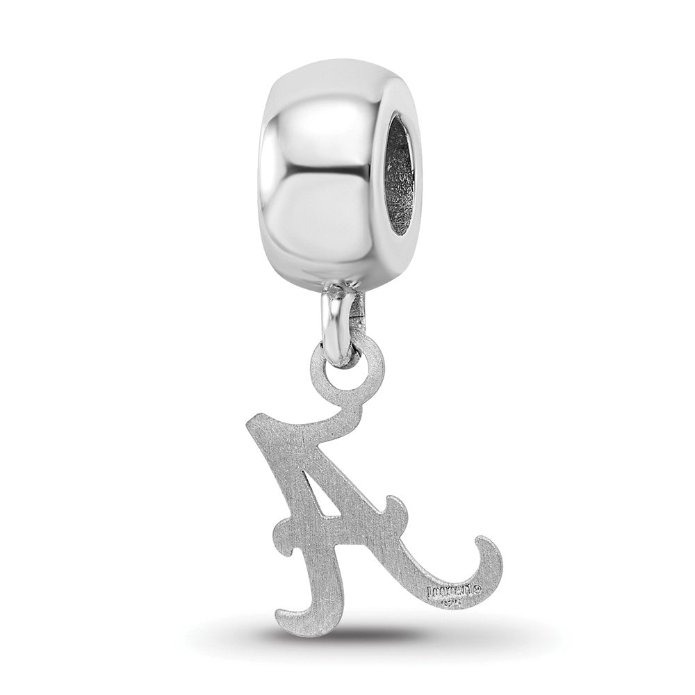 Sterling Silver Rhodium-plated University of Alabama Letter A Extra Small Dangle Bead Charm