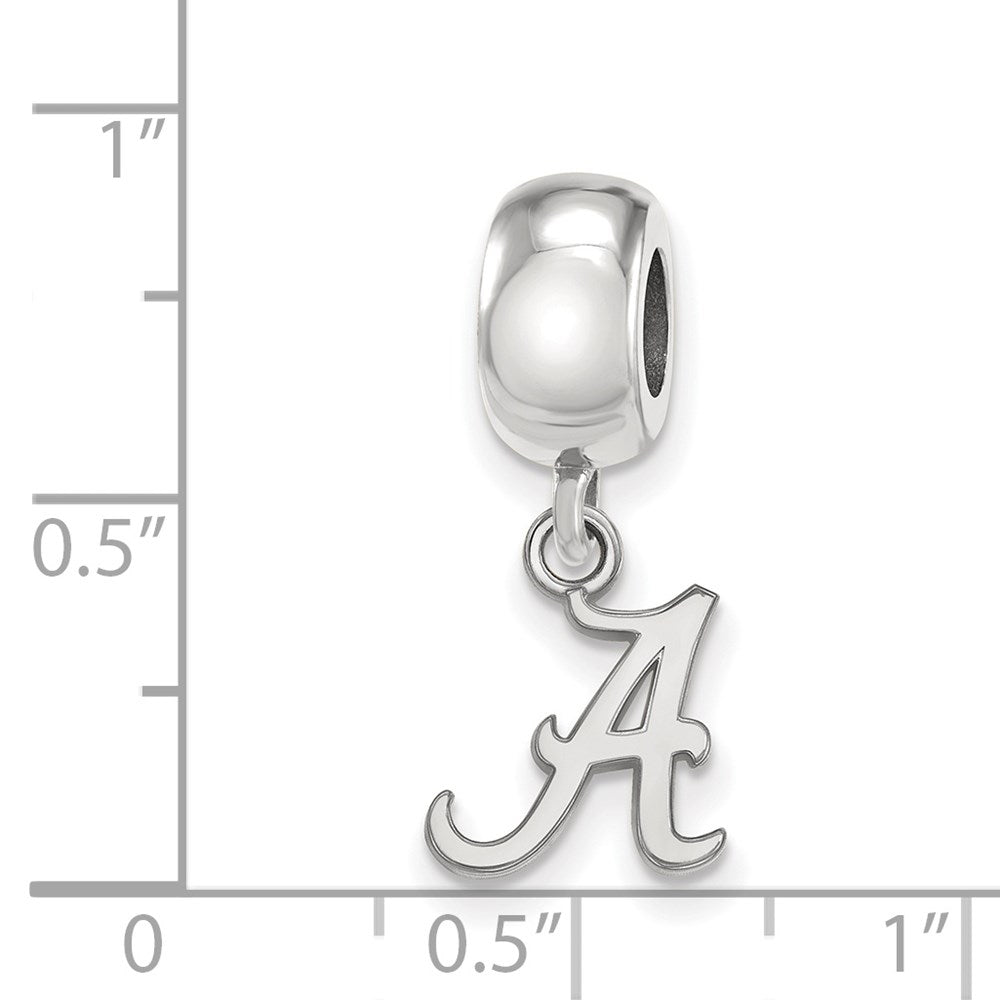 Sterling Silver Rhodium-plated University of Alabama Letter A Extra Small Dangle Bead Charm