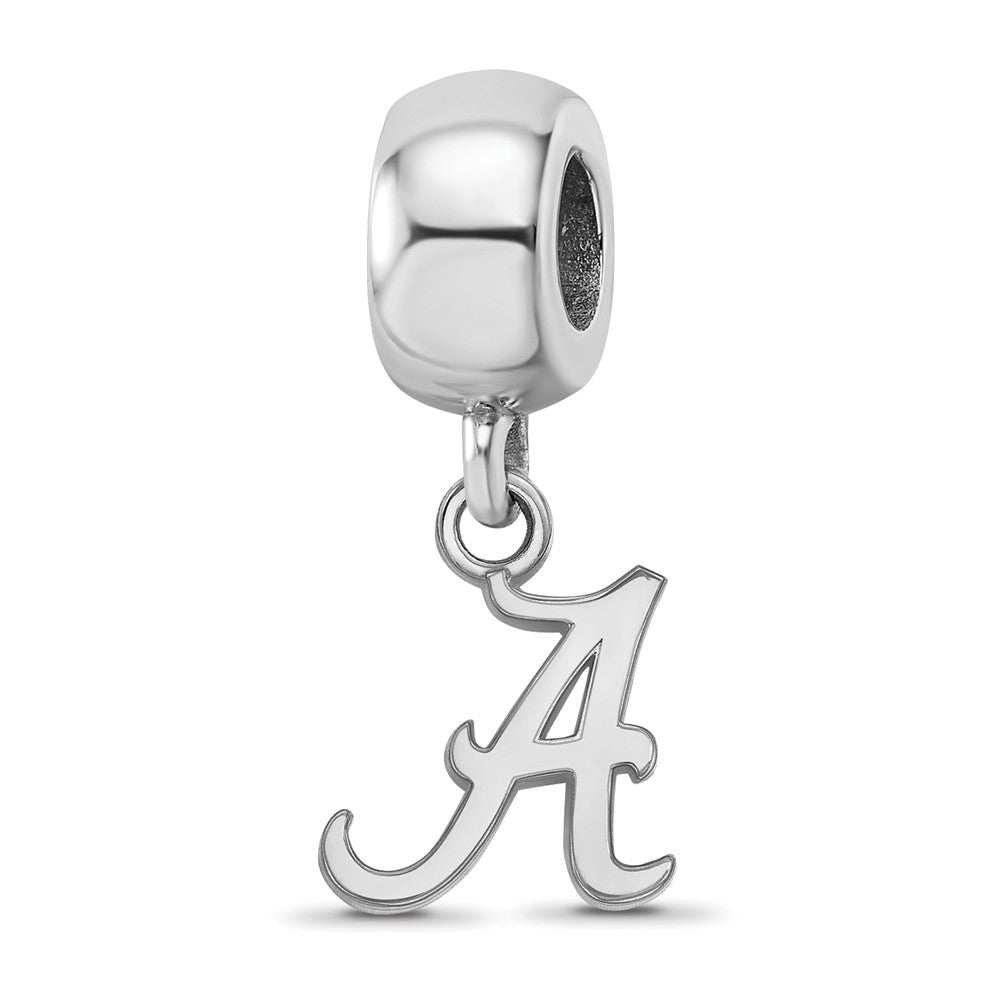 Sterling Silver Rhodium-plated University of Alabama Letter A Extra Small Dangle Bead Charm
