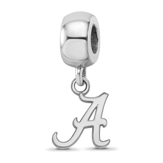 Sterling Silver Rhodium-plated University of Alabama Letter A Extra Small Dangle Bead Charm