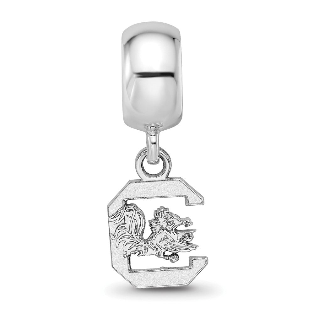 Sterling Silver Rhodium-plated University of South Carolina Extra Small Dangle Bead Charm