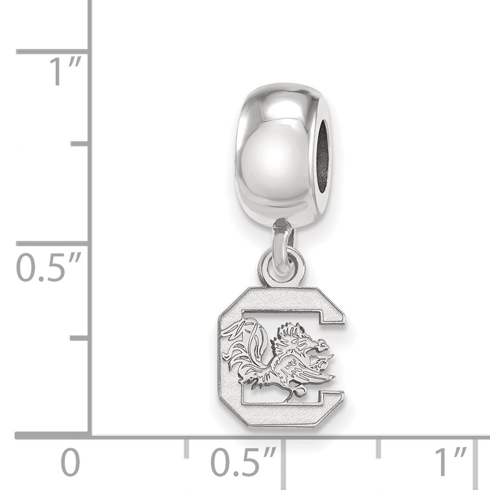 Sterling Silver Rhodium-plated University of South Carolina Extra Small Dangle Bead Charm