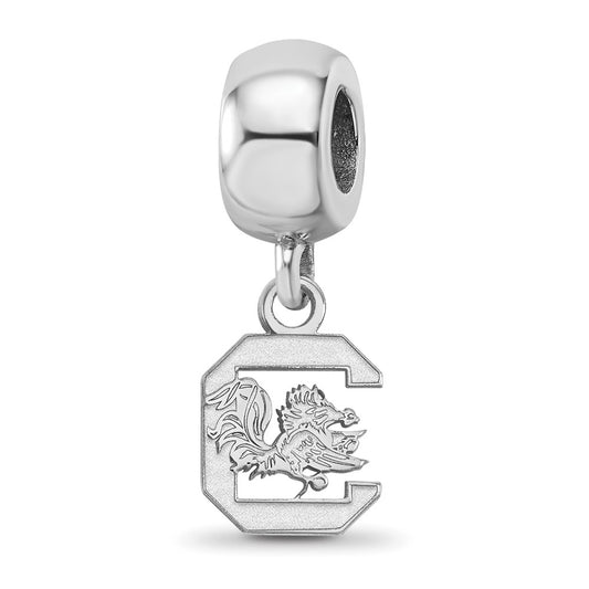 Sterling Silver Rhodium-plated University of South Carolina Extra Small Dangle Bead Charm