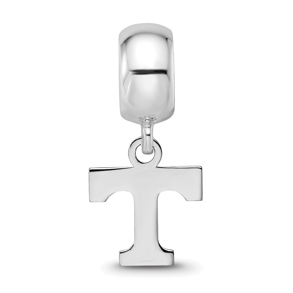 Sterling Silver Rhodium-plated University of Tennessee Letter T Extra Small Dangle Bead Charm