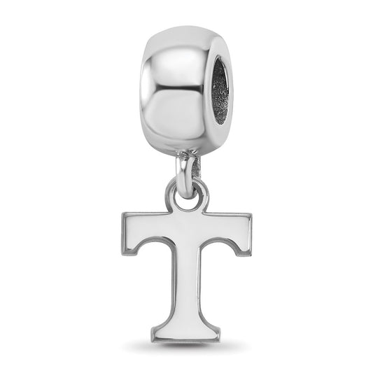Sterling Silver Rhodium-plated University of Tennessee Letter T Extra Small Dangle Bead Charm