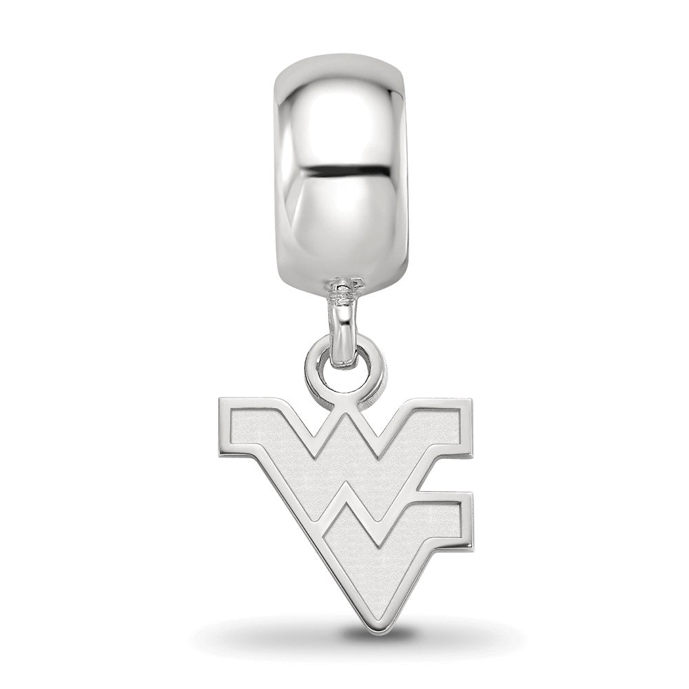 Sterling Silver Rhodium-plated West Virginia University W-V Extra Small Dangle Bead Charm