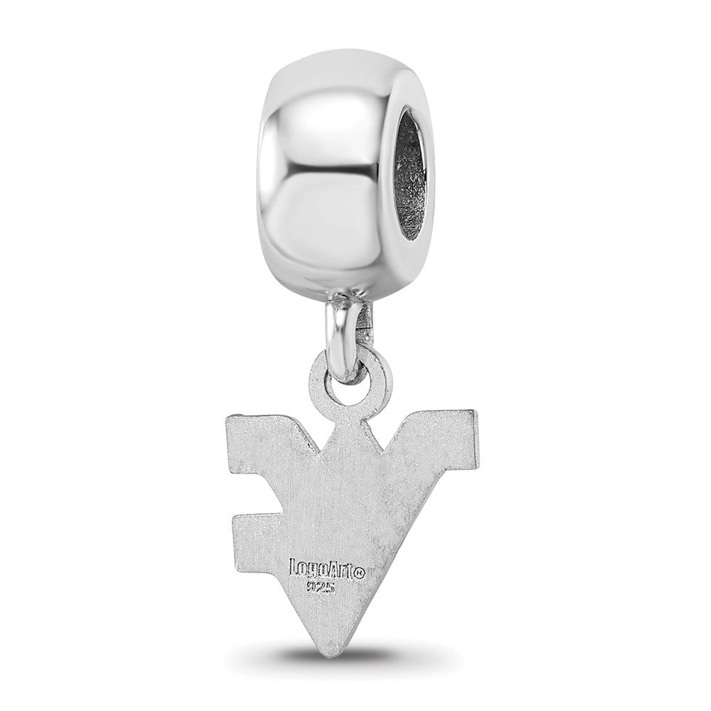 Sterling Silver Rhodium-plated West Virginia University W-V Extra Small Dangle Bead Charm