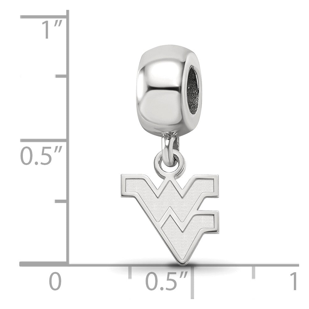 Sterling Silver Rhodium-plated West Virginia University W-V Extra Small Dangle Bead Charm