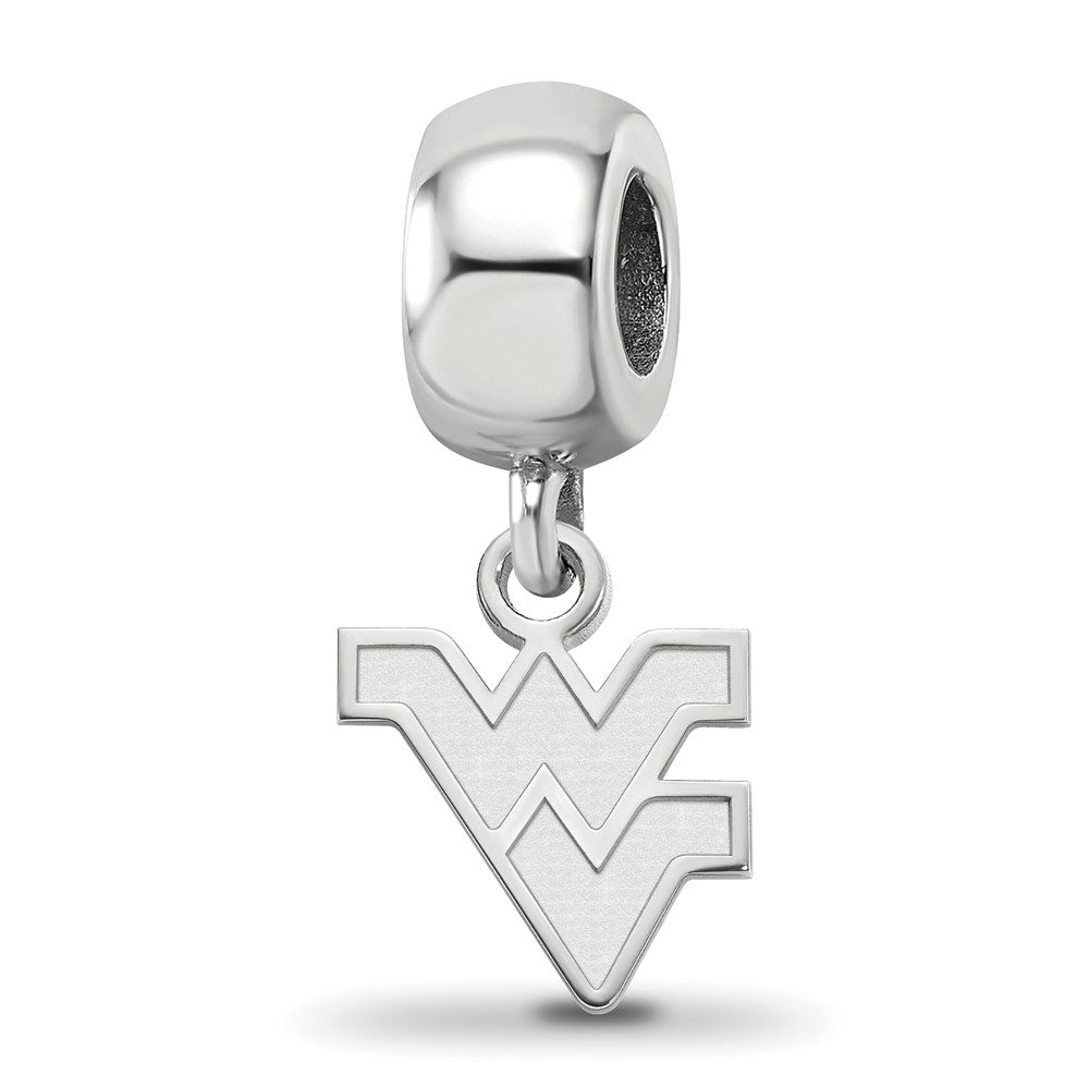 Sterling Silver Rhodium-plated West Virginia University W-V Extra Small Dangle Bead Charm