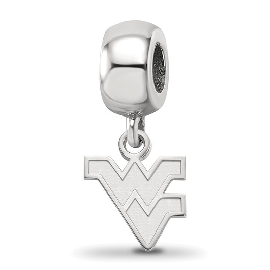 Sterling Silver Rhodium-plated West Virginia University W-V Extra Small Dangle Bead Charm