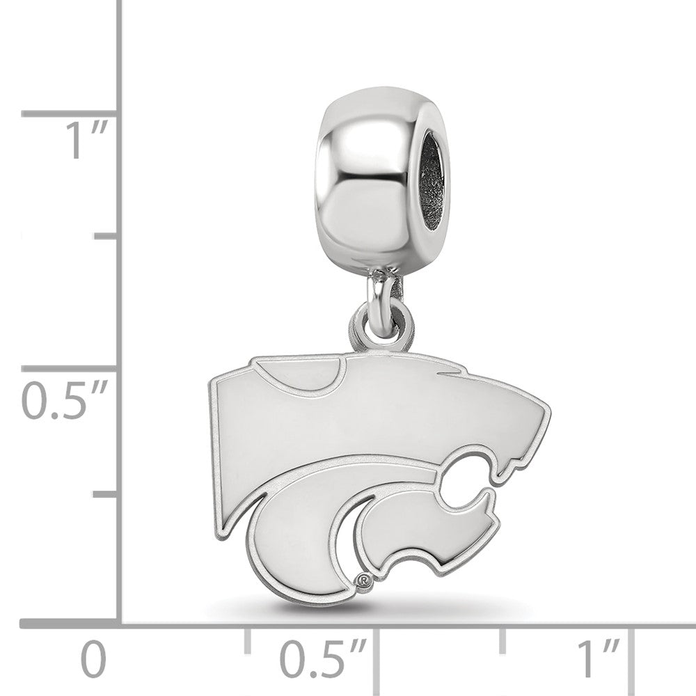 Sterling Silver Rhodium-plated Kansas State University Wildcat Small Dangle Bead Charm