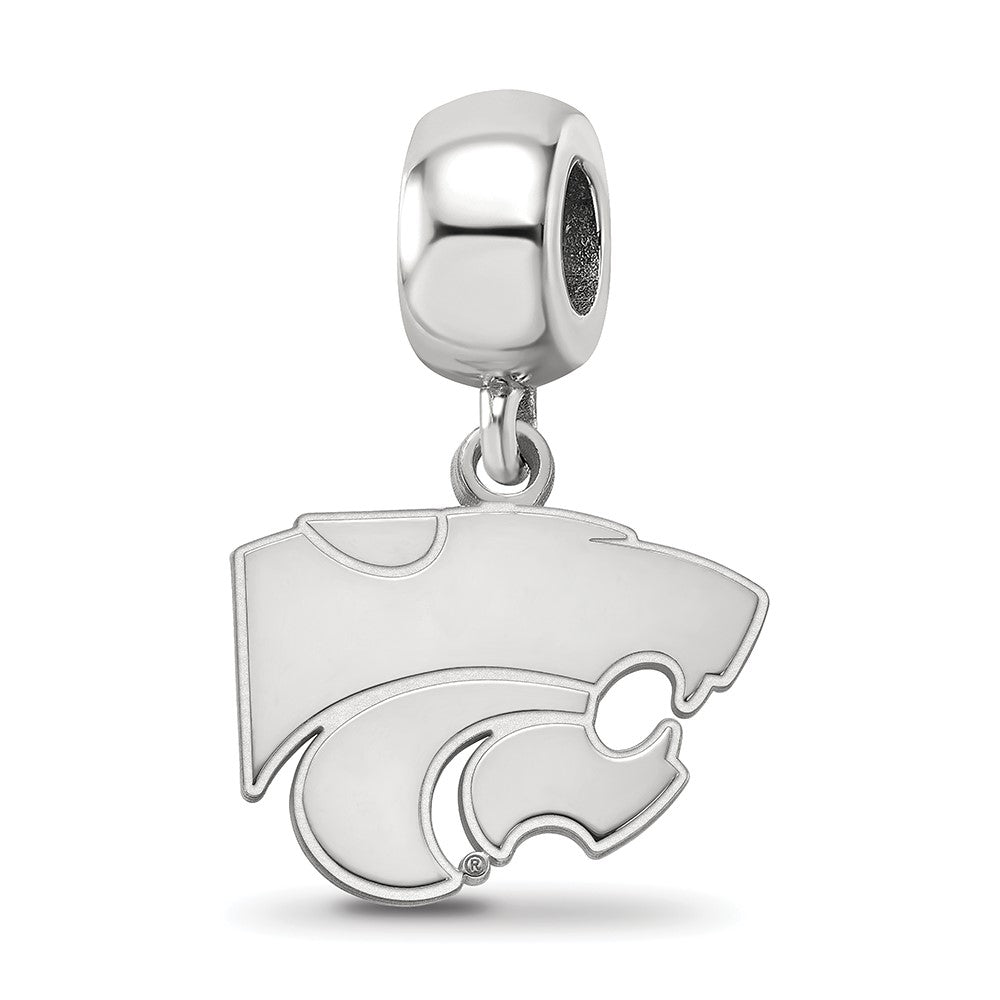 Sterling Silver Rhodium-plated Kansas State University Wildcat Small Dangle Bead Charm