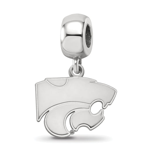 Sterling Silver Rhodium-plated Kansas State University Wildcat Small Dangle Bead Charm