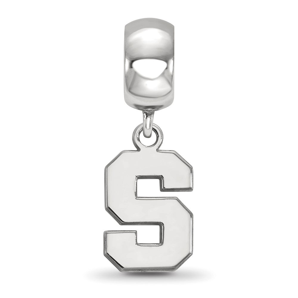 Sterling Silver Rhodium-plated Michigan State University Letter S Small Dangle Bead Charm