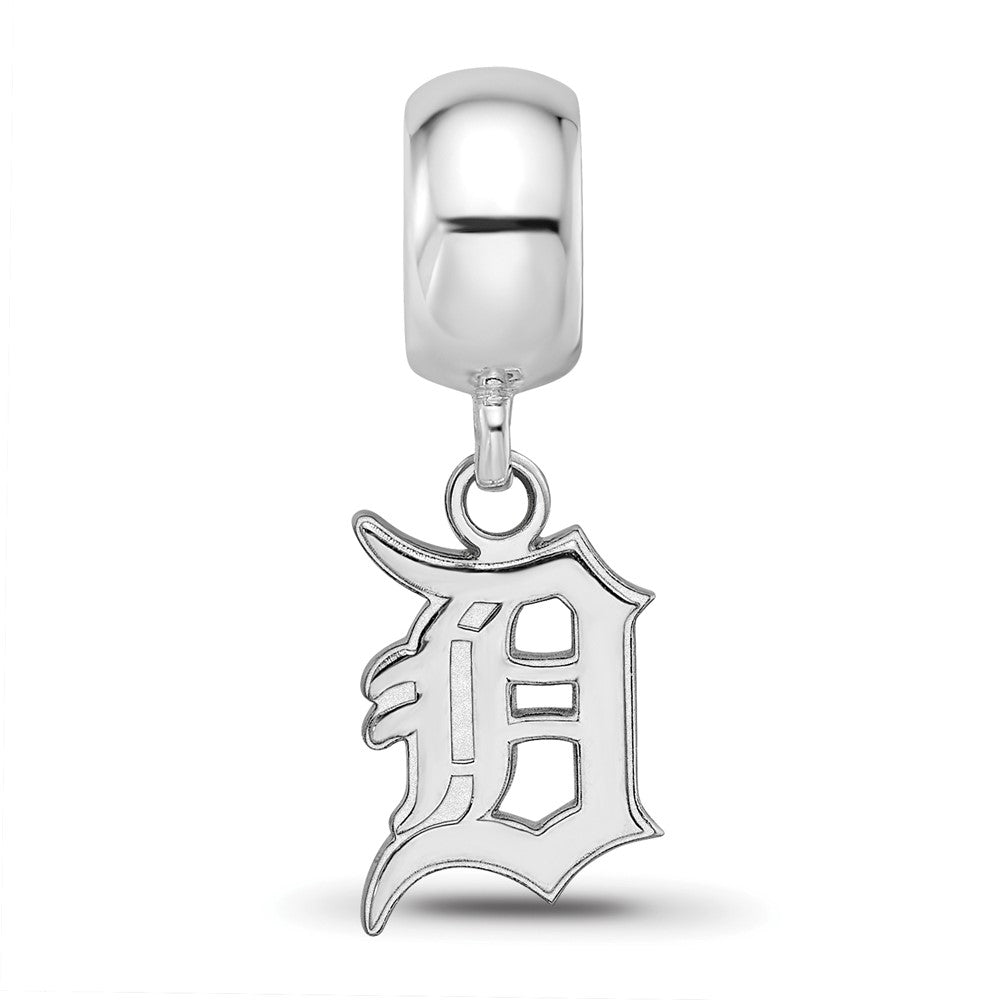 Sterling Silver Rhodium-plated MLB Detroit Tigers Letter D Small Dangle Bead