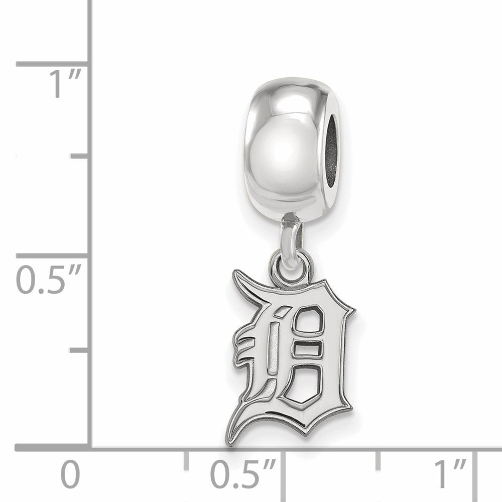 Sterling Silver Rhodium-plated MLB Detroit Tigers Letter D Small Dangle Bead