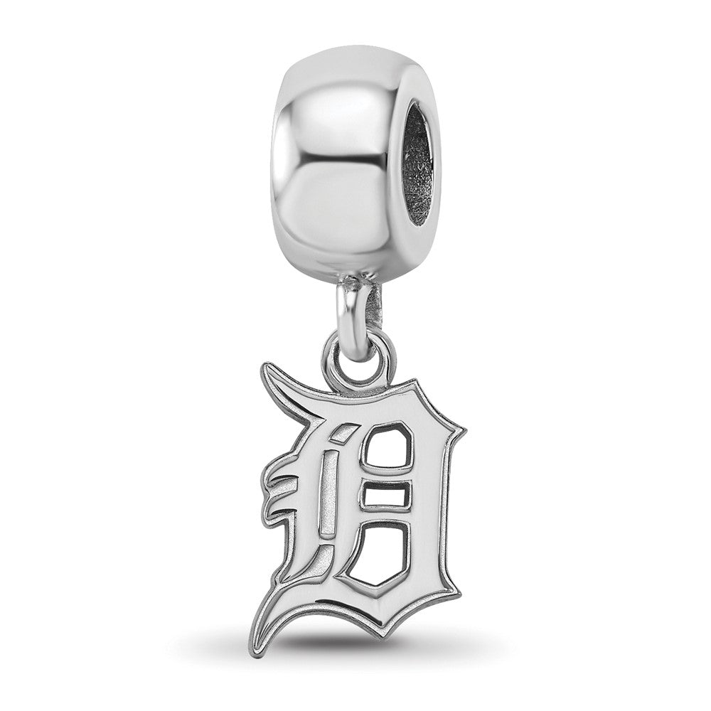 Sterling Silver Rhodium-plated MLB Detroit Tigers Letter D Small Dangle Bead