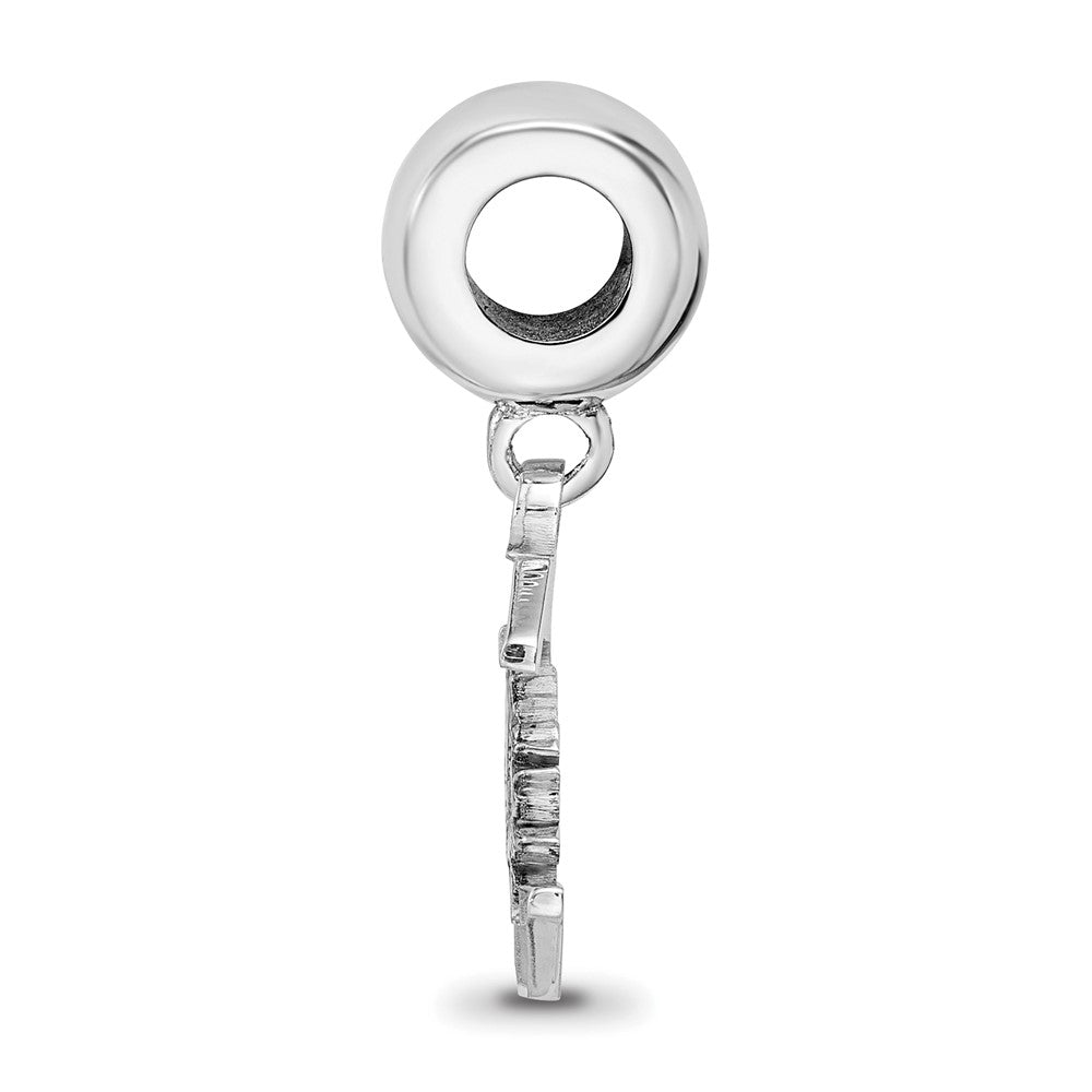 Sterling Silver Rhodium-plated University of South Carolina Small Dangle Bead Charm