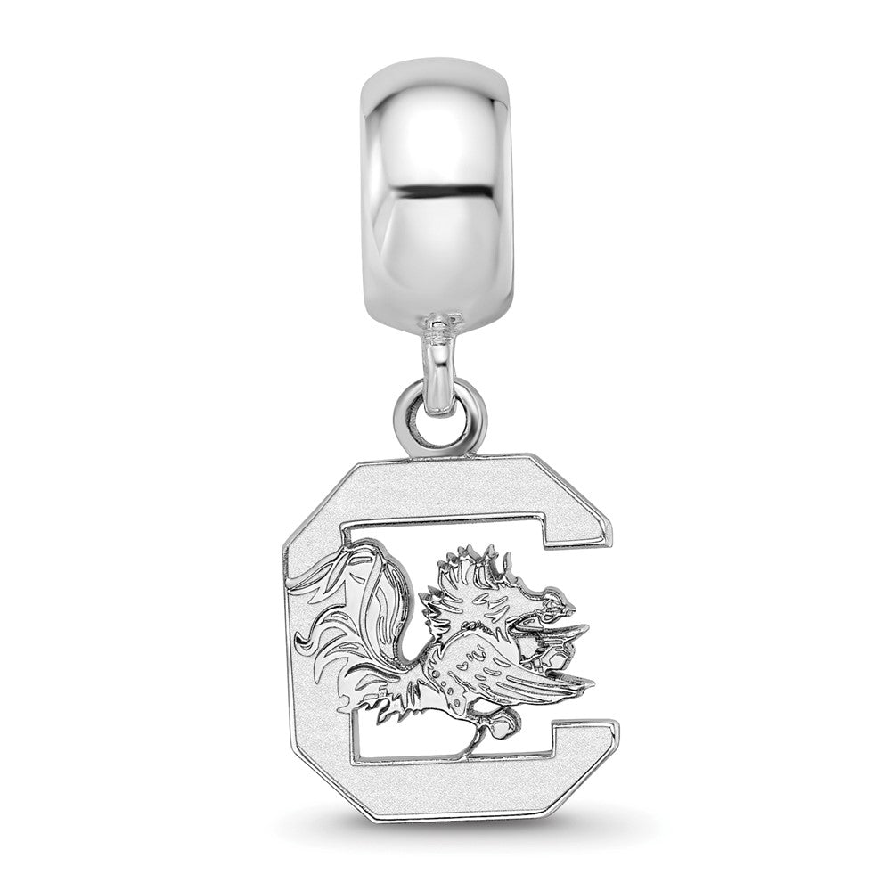 Sterling Silver Rhodium-plated University of South Carolina Small Dangle Bead Charm