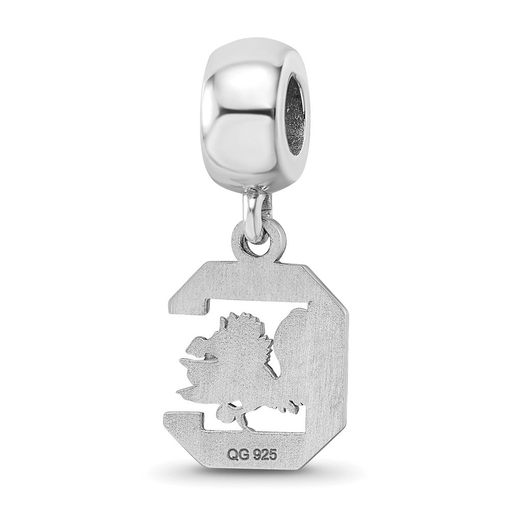 Sterling Silver Rhodium-plated University of South Carolina Small Dangle Bead Charm