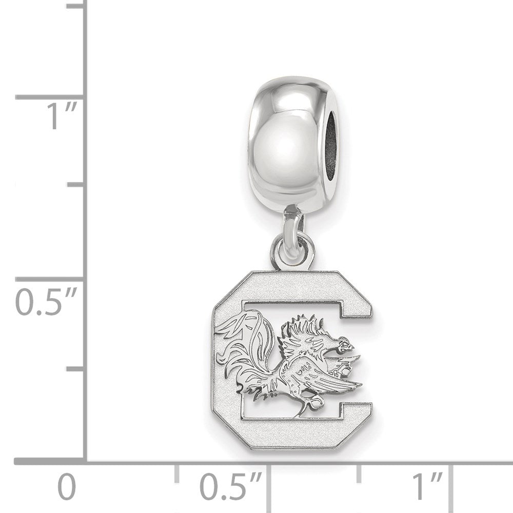 Sterling Silver Rhodium-plated University of South Carolina Small Dangle Bead Charm