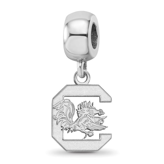 Sterling Silver Rhodium-plated University of South Carolina Small Dangle Bead Charm