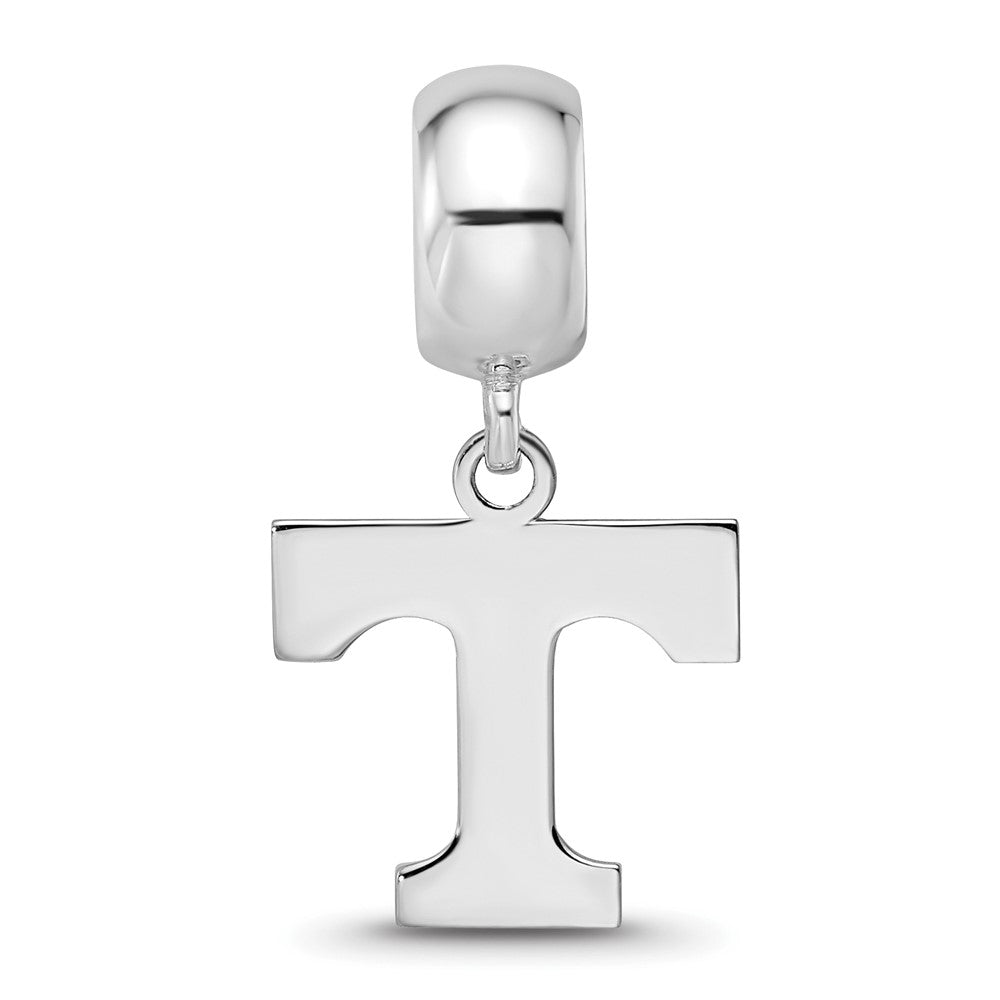 Sterling Silver Rhodium-plated University of Tennessee Letter T Small Dangle Bead Charm