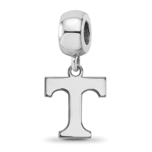 Sterling Silver Rhodium-plated University of Tennessee Letter T Small Dangle Bead Charm