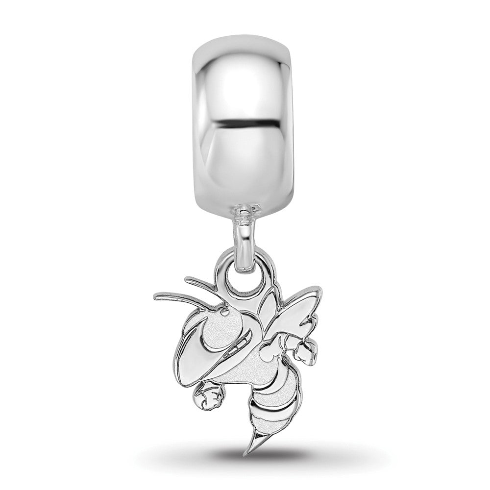 Sterling Silver Rhodium-plated Georgia Institute of Technology Yellow Jacket Extra Small Dangle Bead Charm