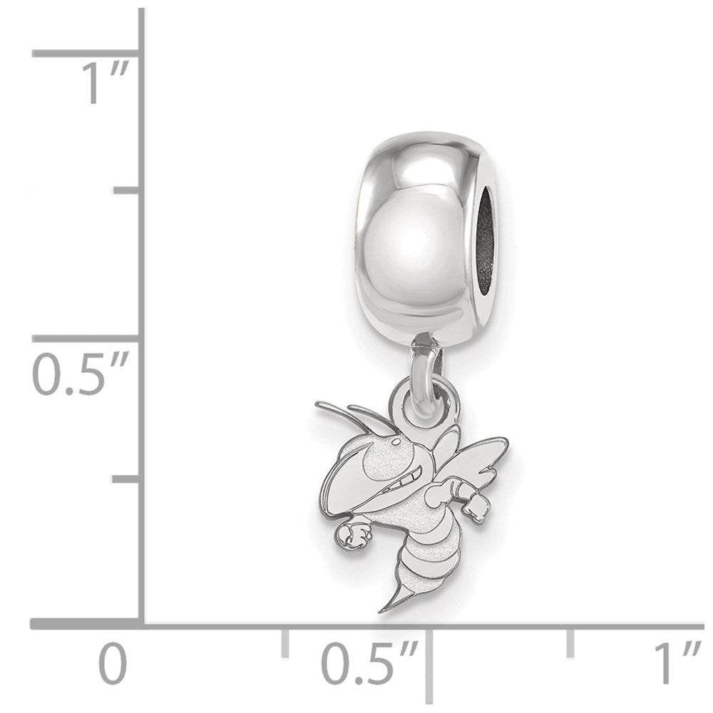 Sterling Silver Rhodium-plated Georgia Institute of Technology Yellow Jacket Extra Small Dangle Bead Charm